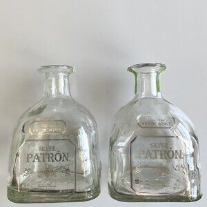 DIY 2 PATRON SILVER TEQUILA BOTTLES CRAFTING  GIFTS HEAVY DUTY 750 ml